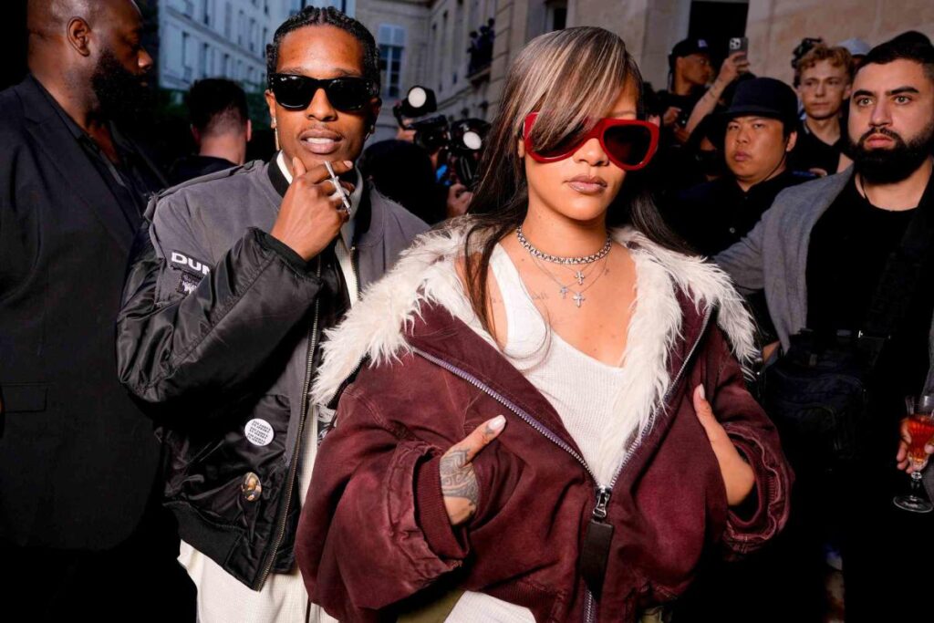 Rihanna & A$AP Rocky during Paris Fashion Week 2026